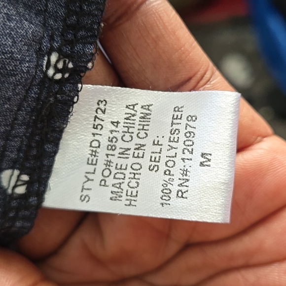 Entro Elegant Navy Polka Dot Smocked Mini Dress Size M Boho - Picture 9 of 10